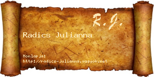 Radics Julianna névjegykártya
